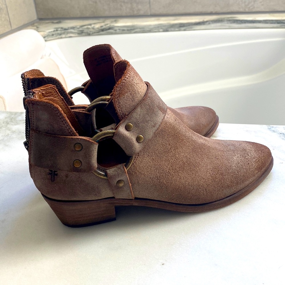 Frye booties , 7.5 . Worn once, beautiful and perfect condition.